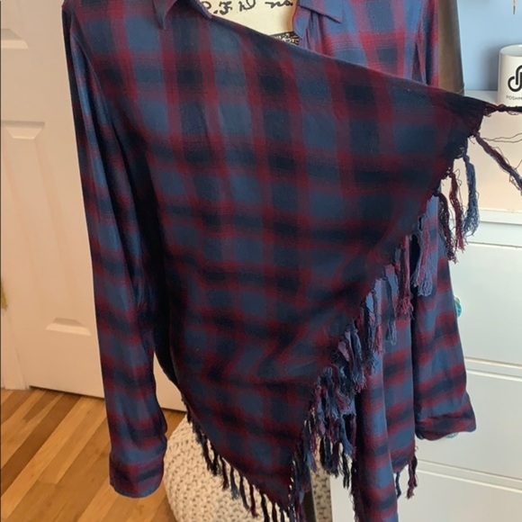 Willow & Clay Aria Plaid Fringe Kimono Medium NWOT - Picture 4 of 7